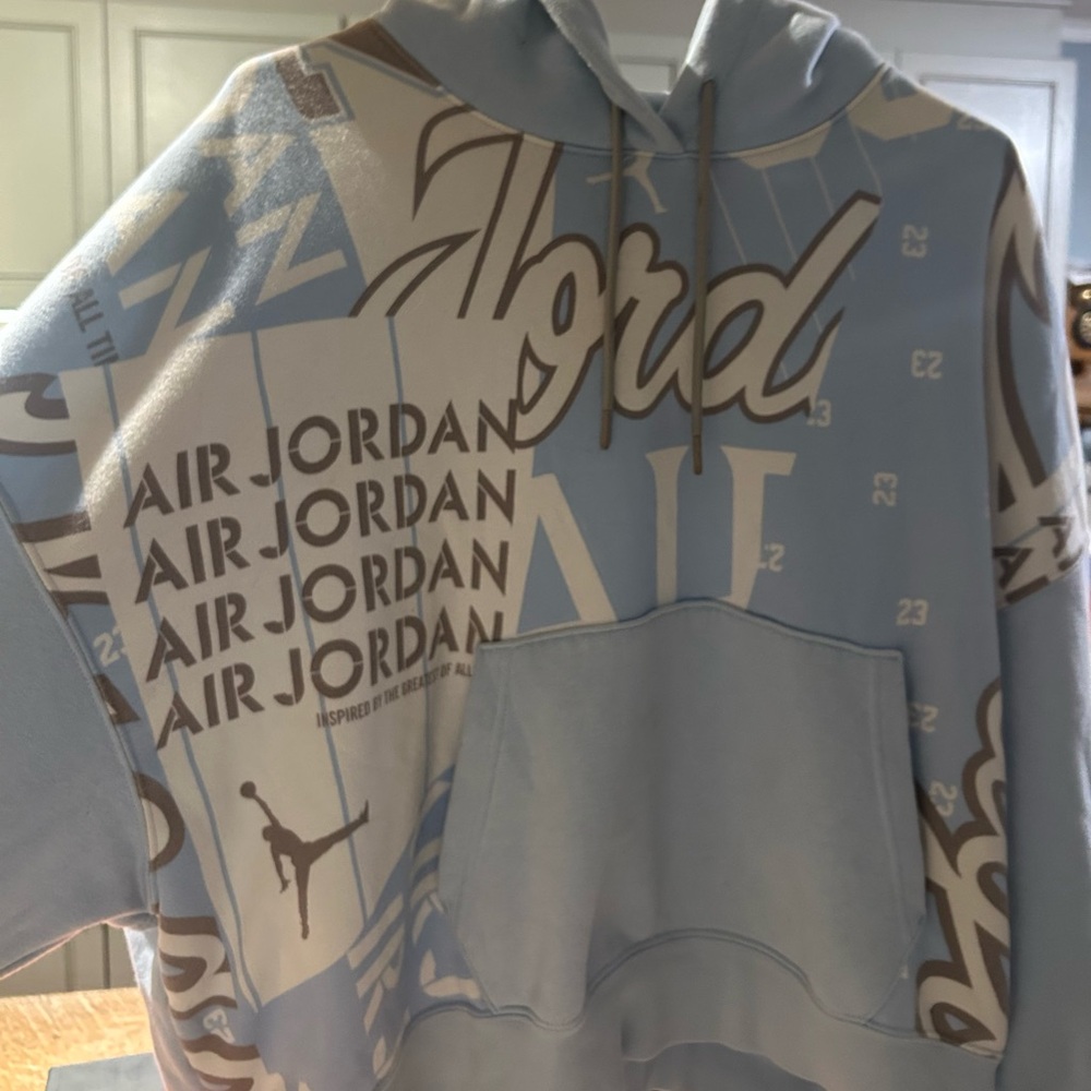 Jordan Light blue graphic cropped hoodie